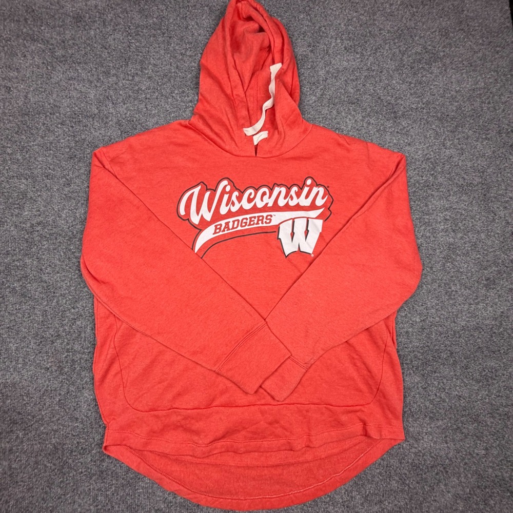 Fanatics Wisconsin Badgers Hoodie Womens XL Red Pullover NCAA Sweatshirt